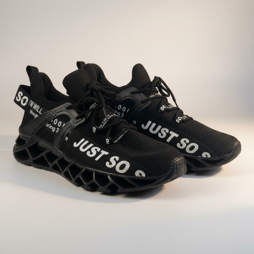 Just So So Mens Running Shoes Black Athletic Sneakers Size 8 Training Gym